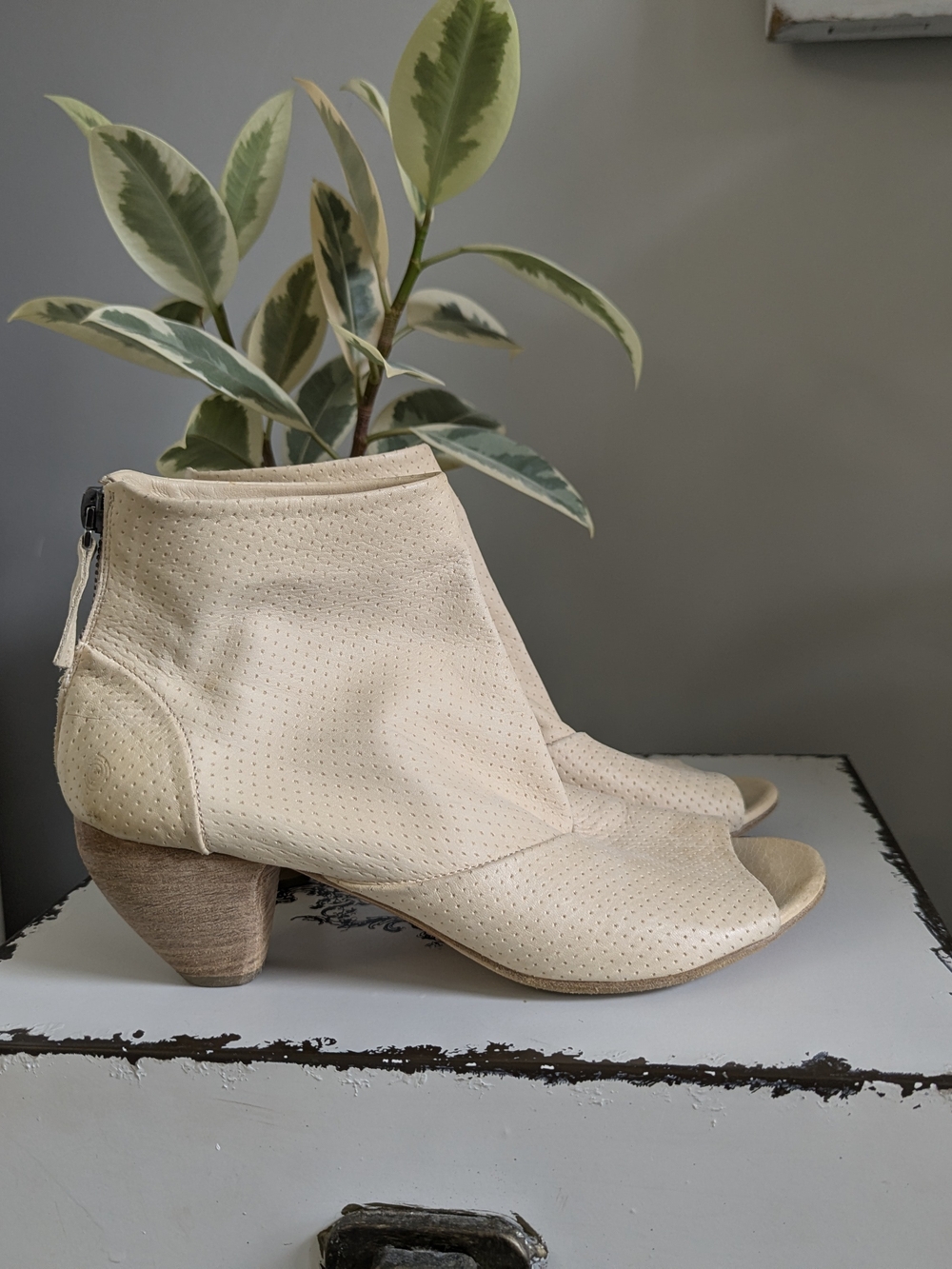 Marsell Leather Peep-Toe Ankle Booties
